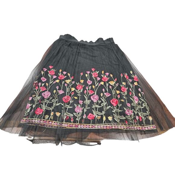 Mlle Gabrielle Dresses & Skirts - Mlle Gabrielle Floral Embroidered Tulle Sheer Mesh Balletcore Skirt Size XL